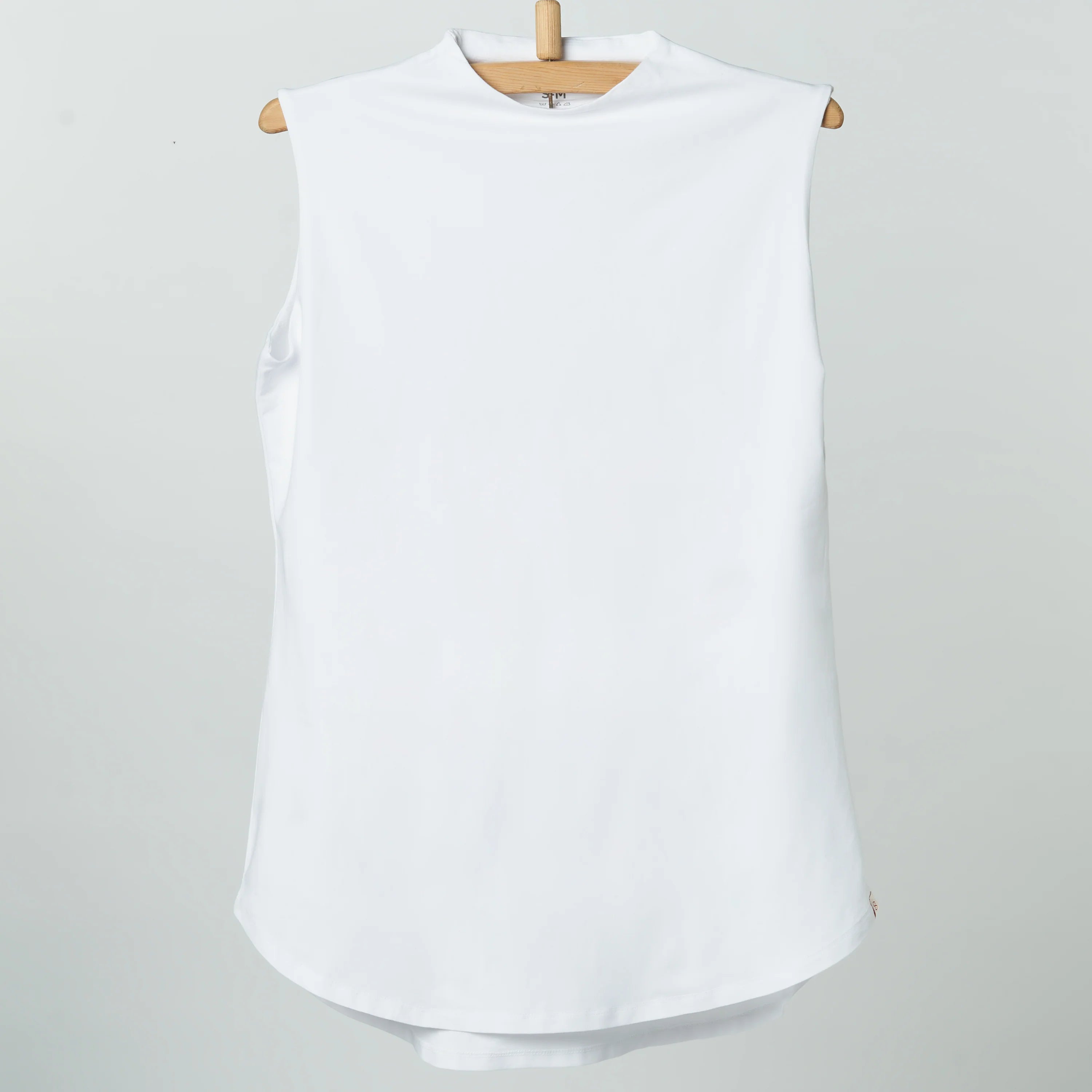 Double Layer Long Fit Sleeveless Basic T-Shirt-White