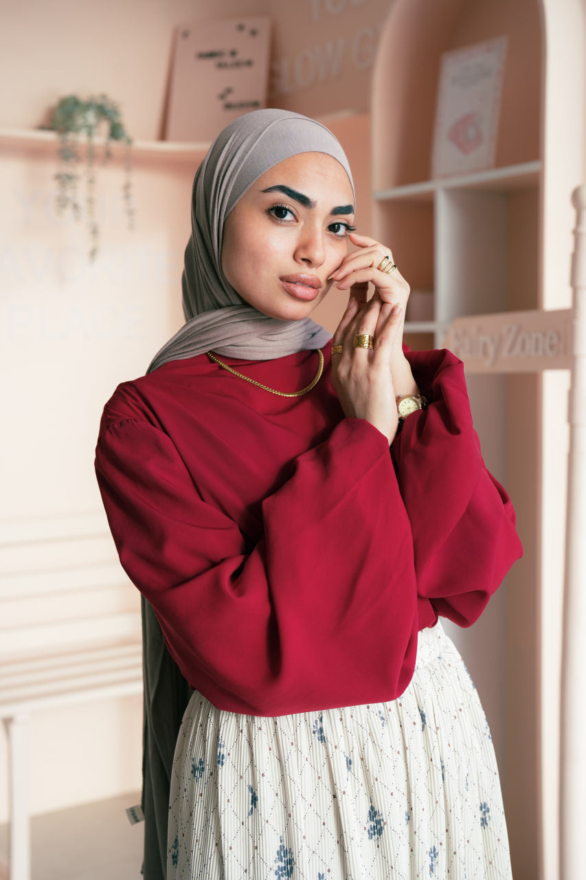 Maroon Louvre Blouse