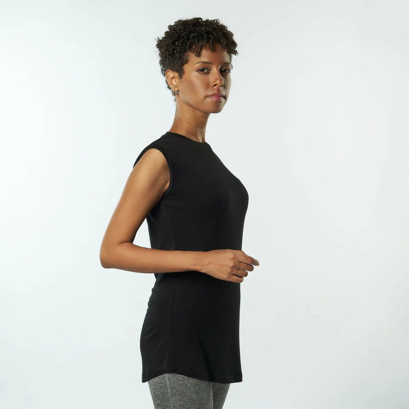 Single Layer Sleeveless Undershirt-Black