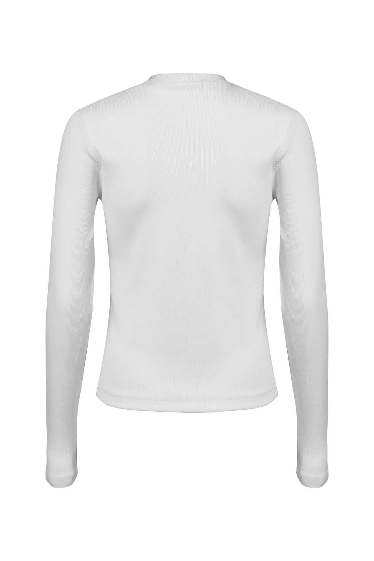Regular Fit Ribbed Long Sleeve-White
