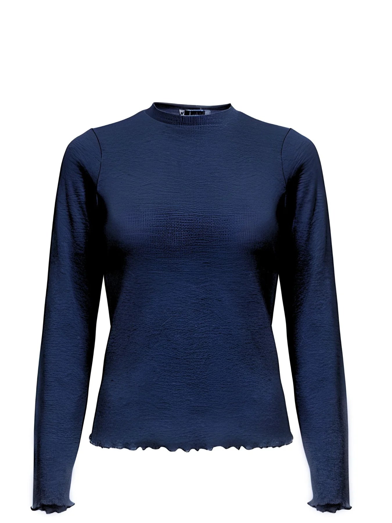 Ribbed Long Sleeve Top-Dark Blue