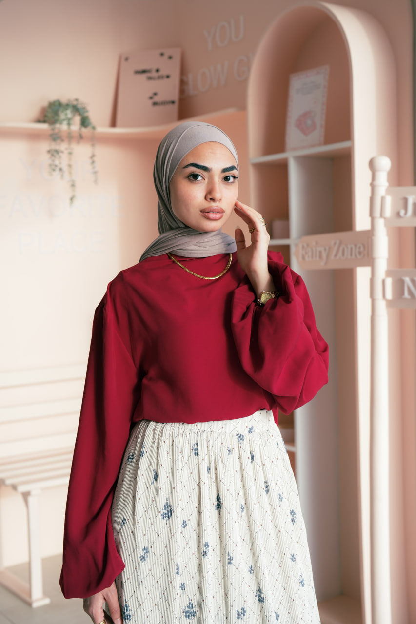 Maroon Louvre Blouse