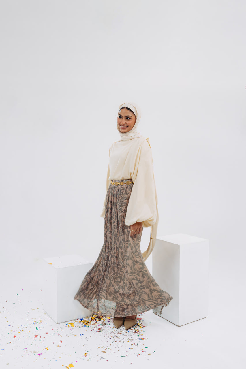 Sand Louvre Blouse