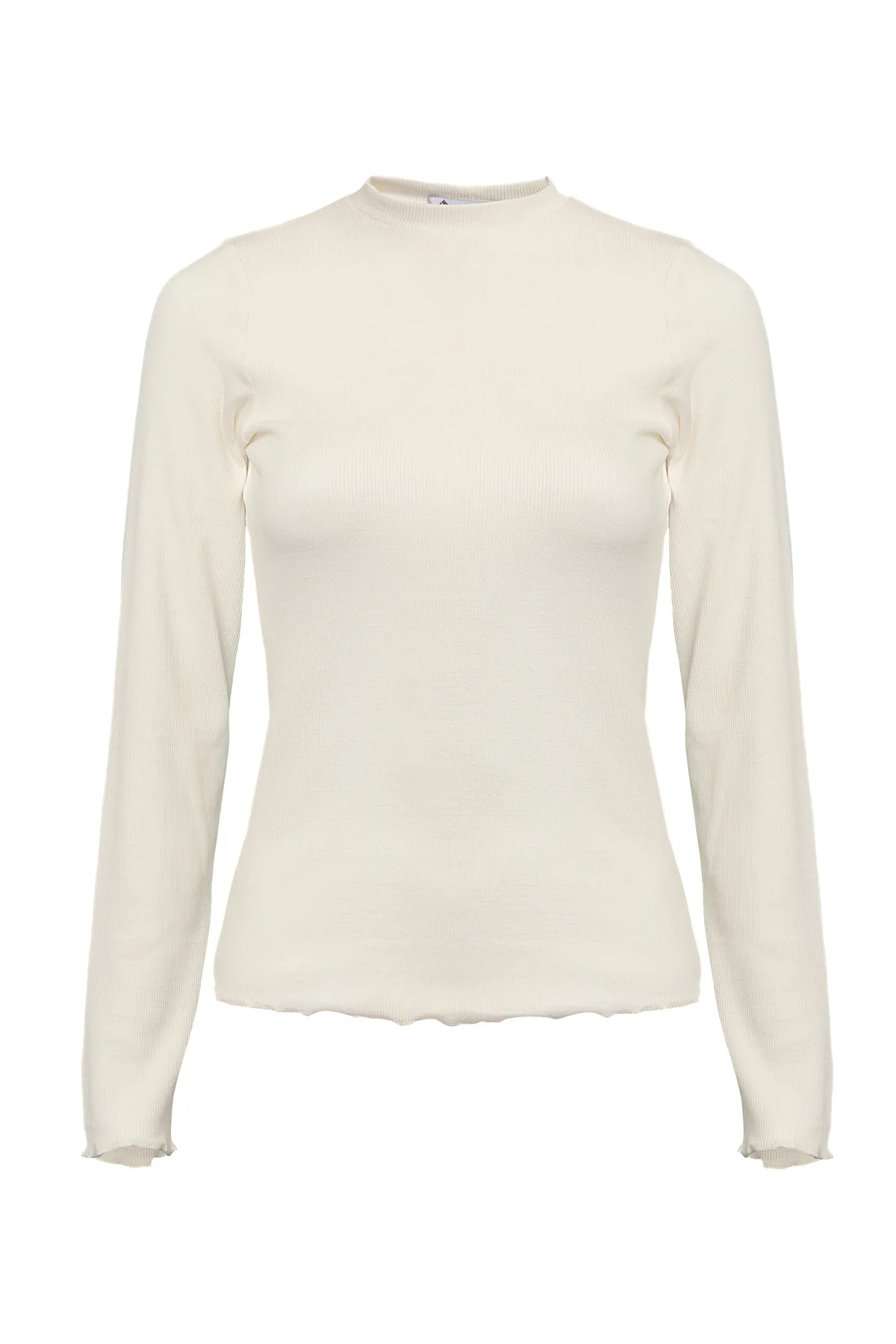 Ribbed Long Sleeve Top-OffWhite