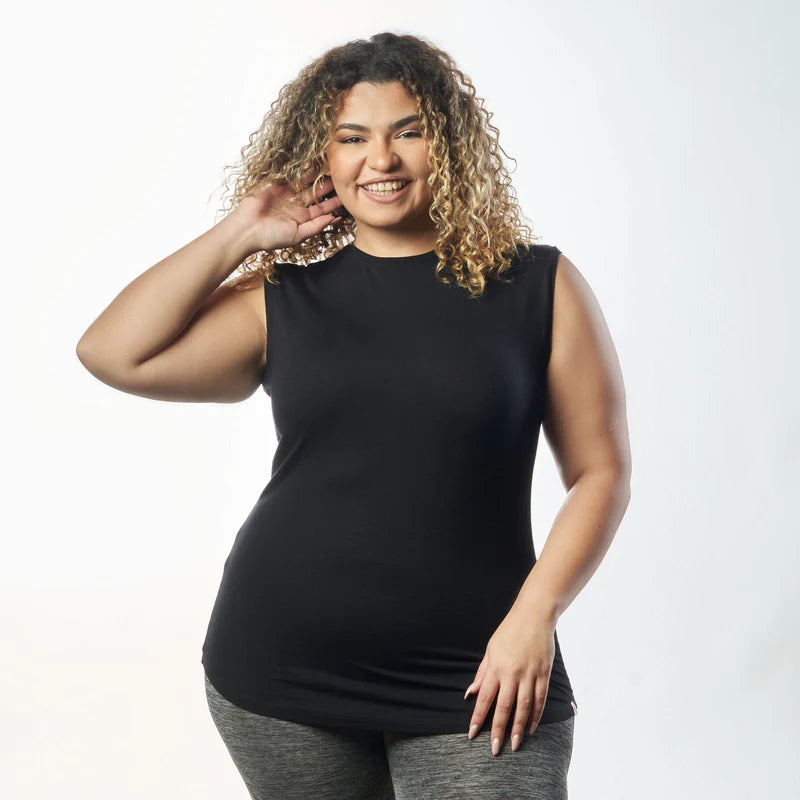 Single Layer Sleeveless Undershirt-Black