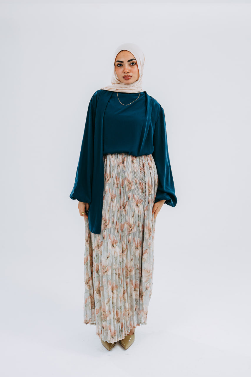 Teal Louvre Blouse