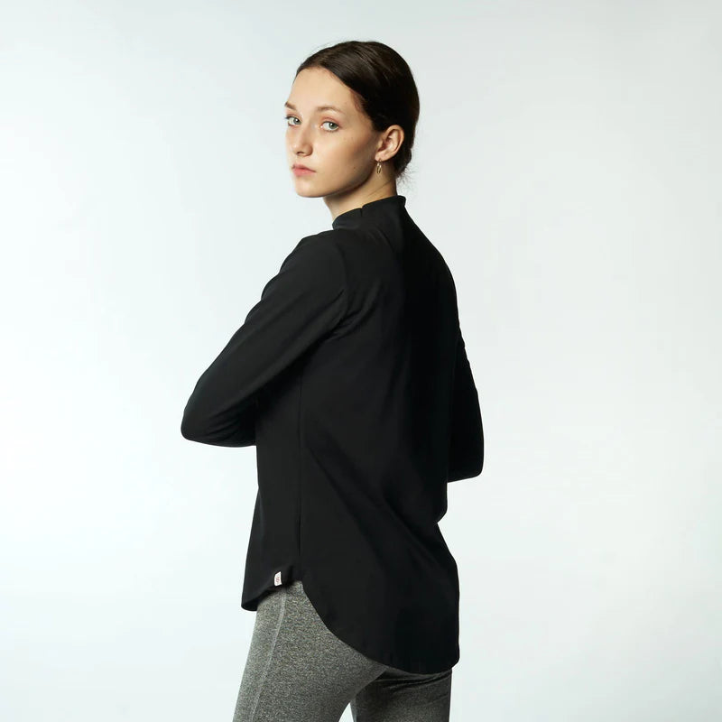 Double Layer Short Fit Long Sleeves Basic T-Shirt-Black