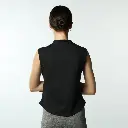 Double Layer Short Fit Sleeveless Basic T-Shirt-Black