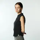 Double Layer Short Fit Sleeveless Basic T-Shirt-Black