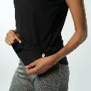 Double Layer Short Fit Sleeveless Basic T-Shirt-Black