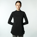 Double Layer Long Fit Long Sleeves Basic T-Shirt- Black  