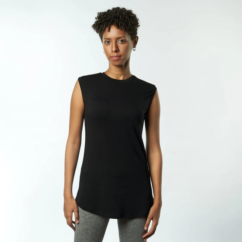 Single Layer Sleeveless Undershirt-Black