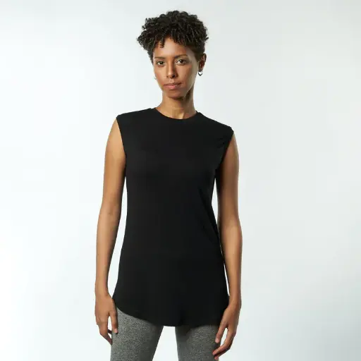 Single Layer Sleeveless Undershirt-Black