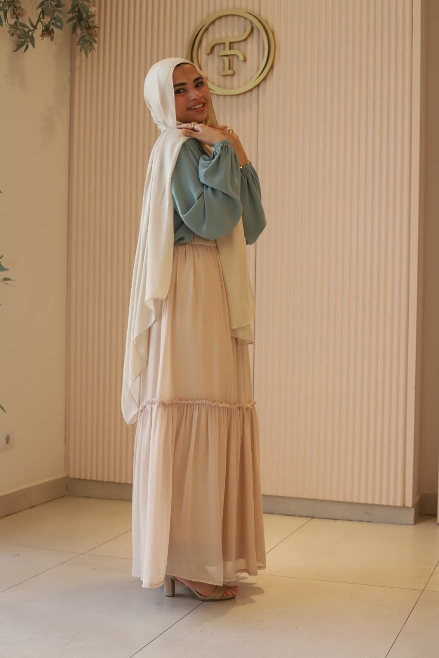 Beige Ruched Skirt