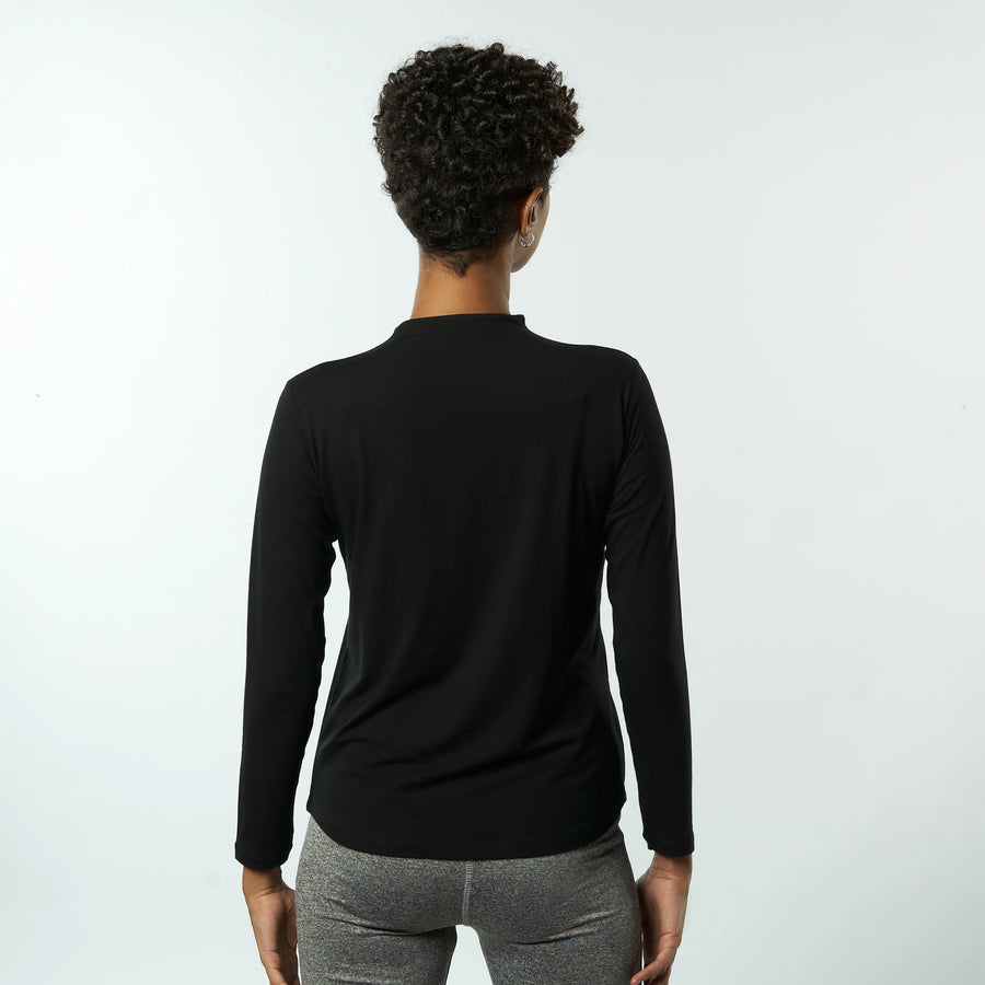 Double Layer Long Sleeves Undershirt-Black