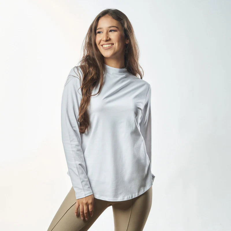 Double Layer Short Fit Long Sleeves Basic T-Shirt-White