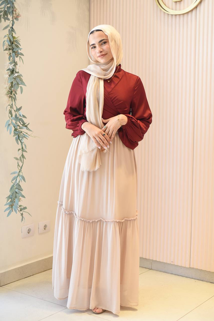 Beige Ruched Skirt