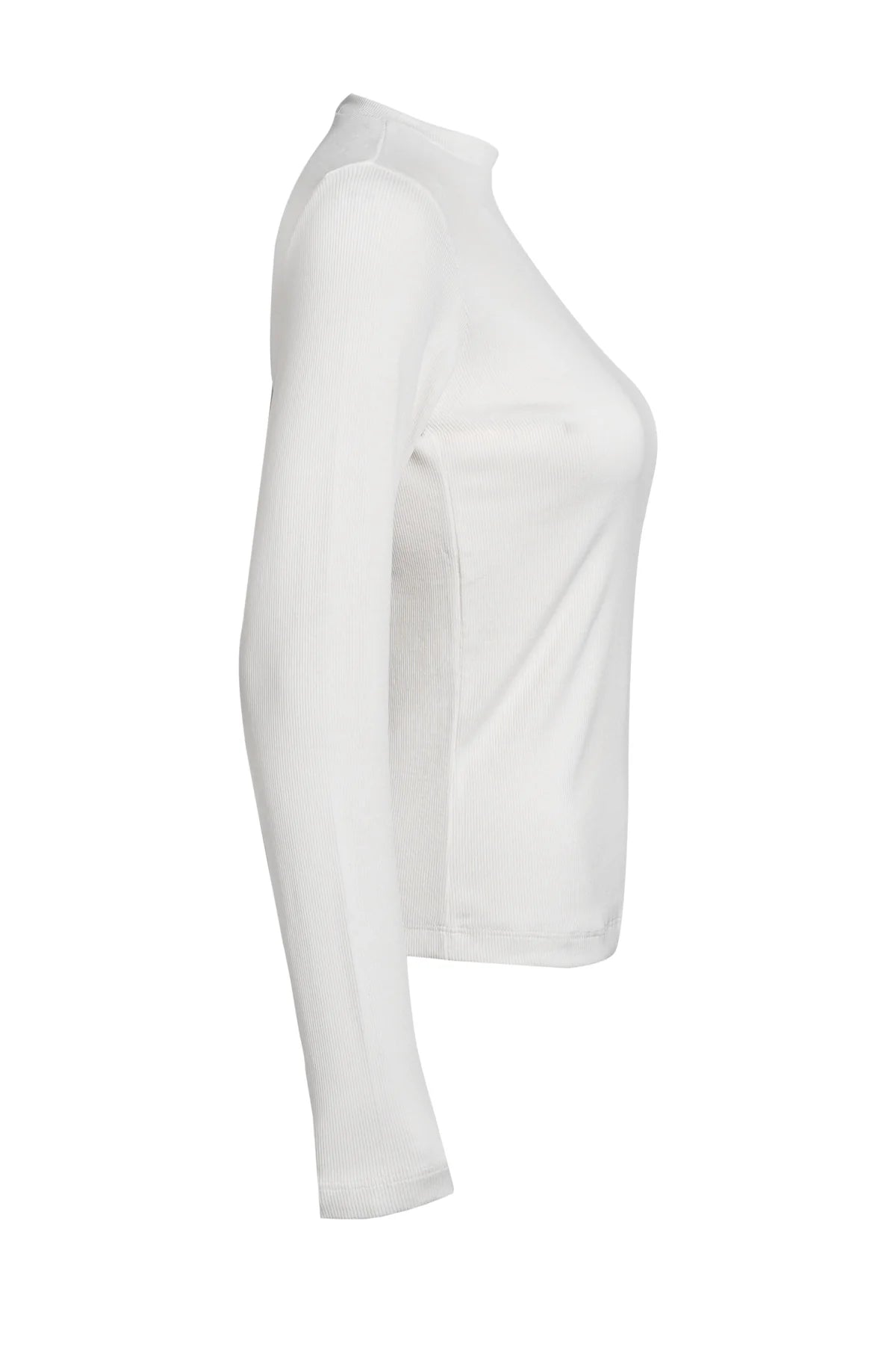 Regular Fit Ribbed Long Sleeve-White