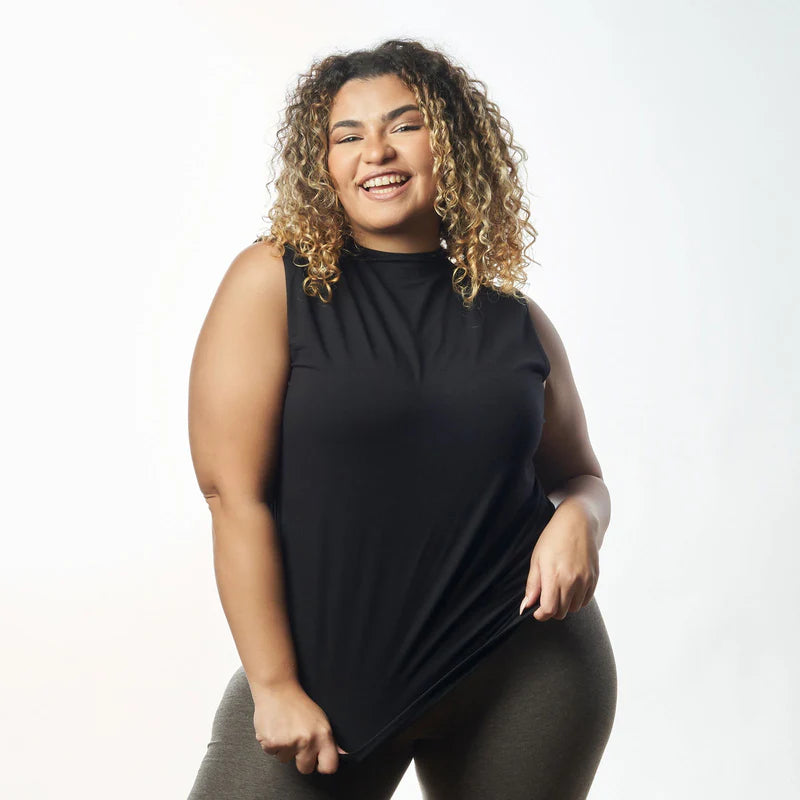 Double Layer Sleeveless Undershirt-Black