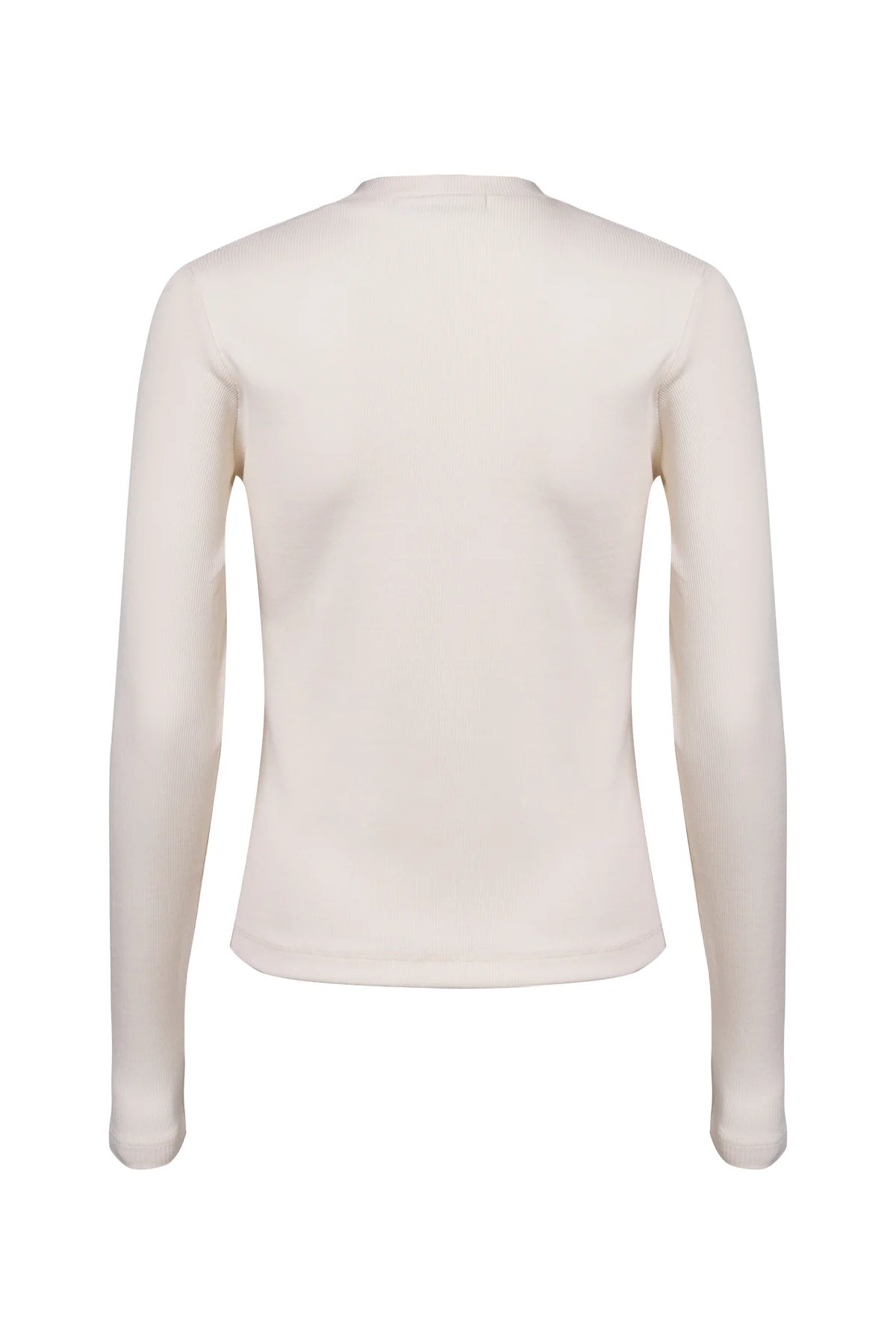 Regular Fit Ribbed Long Sleeve-OffWhite