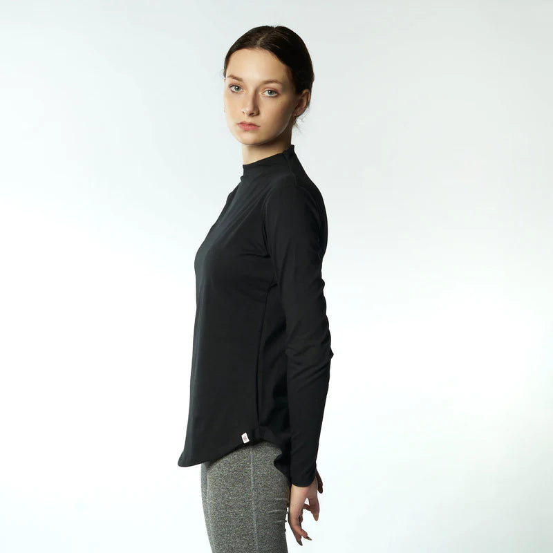Double Layer Short Fit Long Sleeves Basic T-Shirt-Black