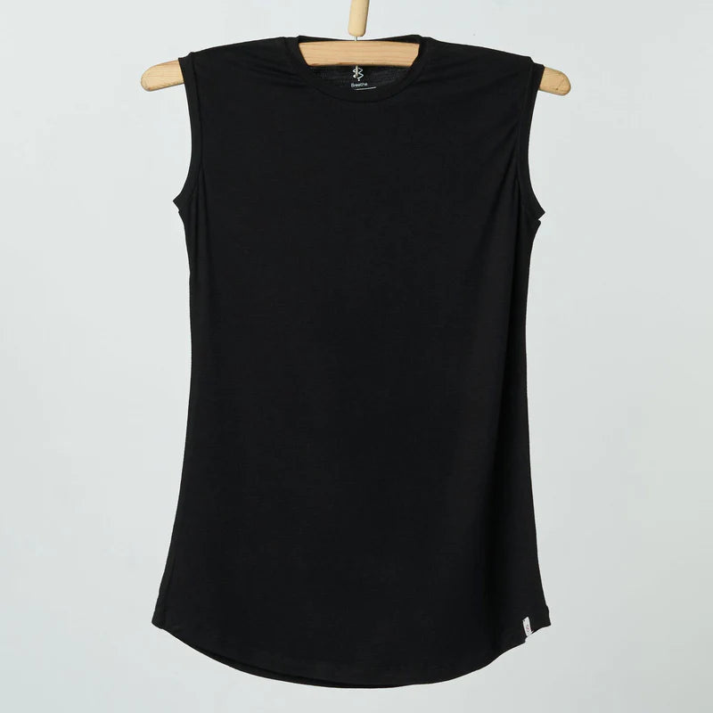 Single Layer Sleeveless Undershirt-Black
