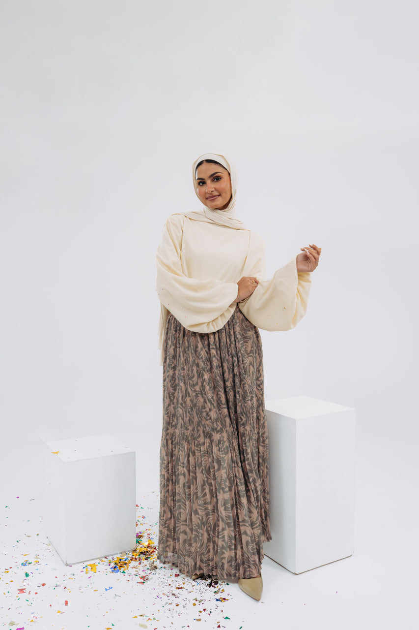 Sand Louvre Blouse