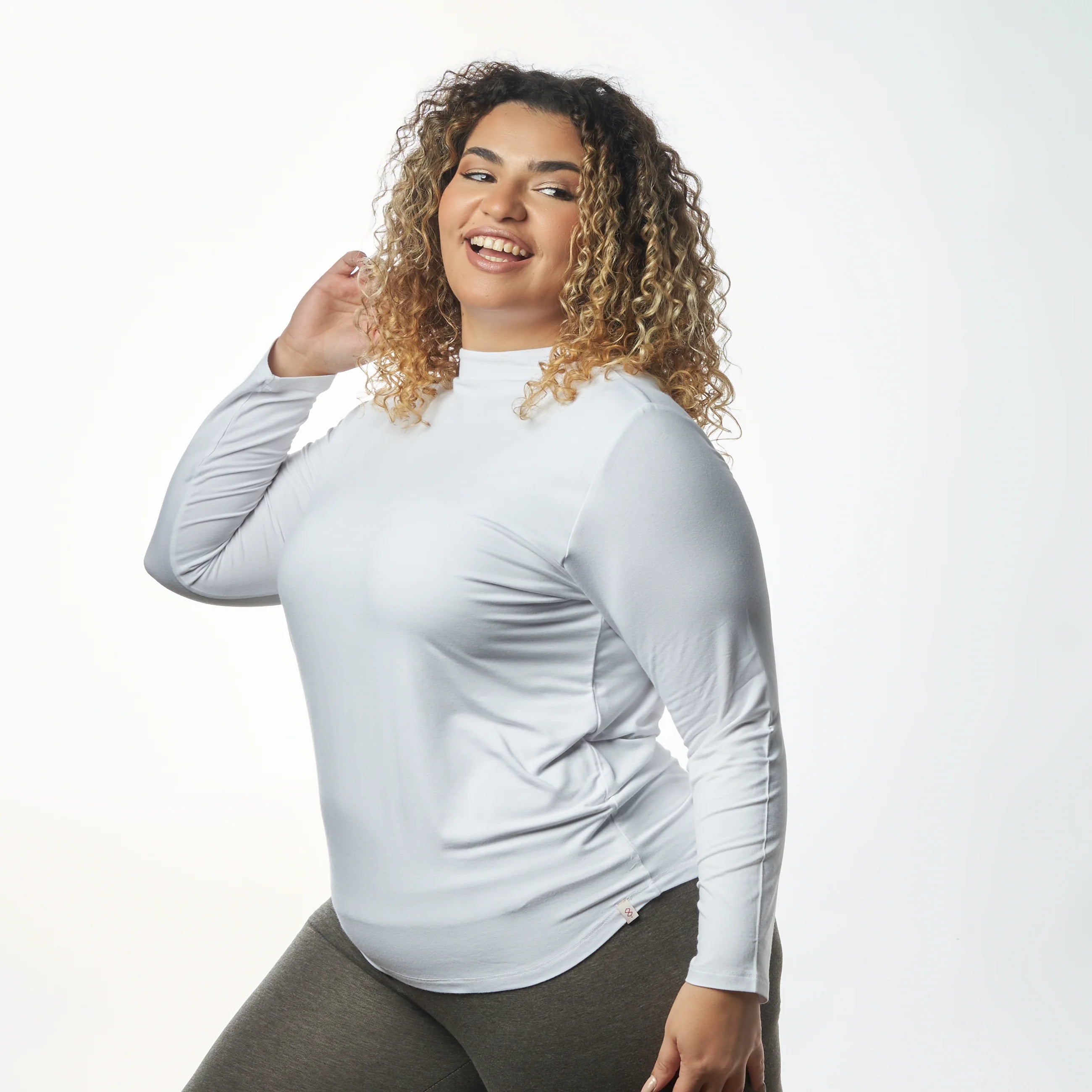 Double Layer Long Sleeves Undershirt-White