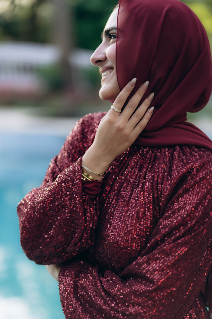 Maroon Bling Bling Dress