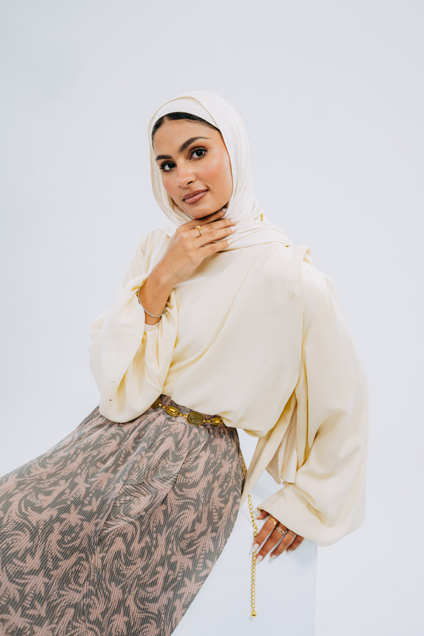 Sand Louvre Blouse