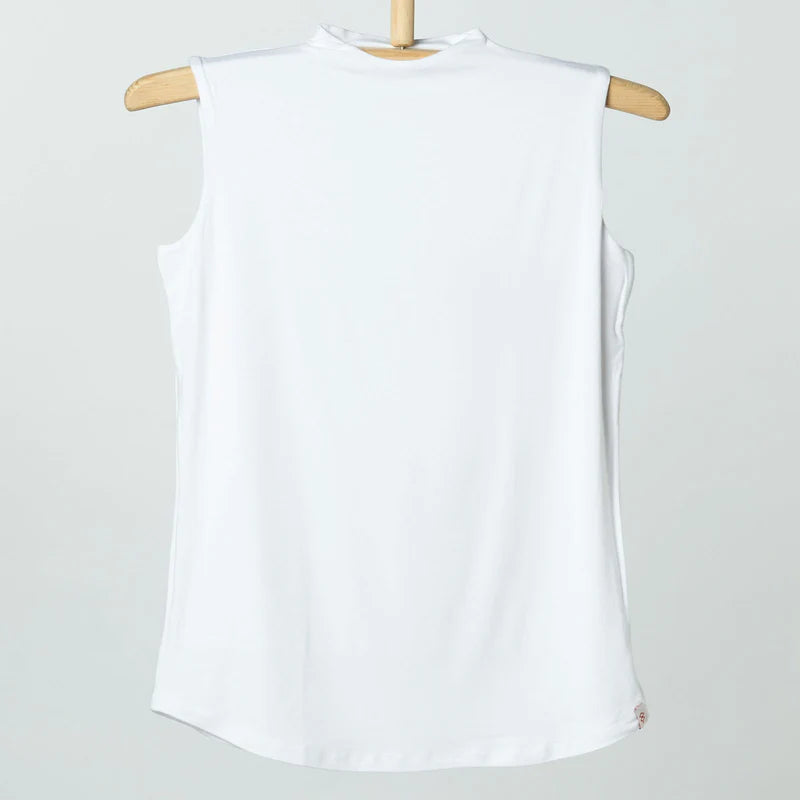 Double Layer Short Fit Sleeveless Basic T-Shirt-White