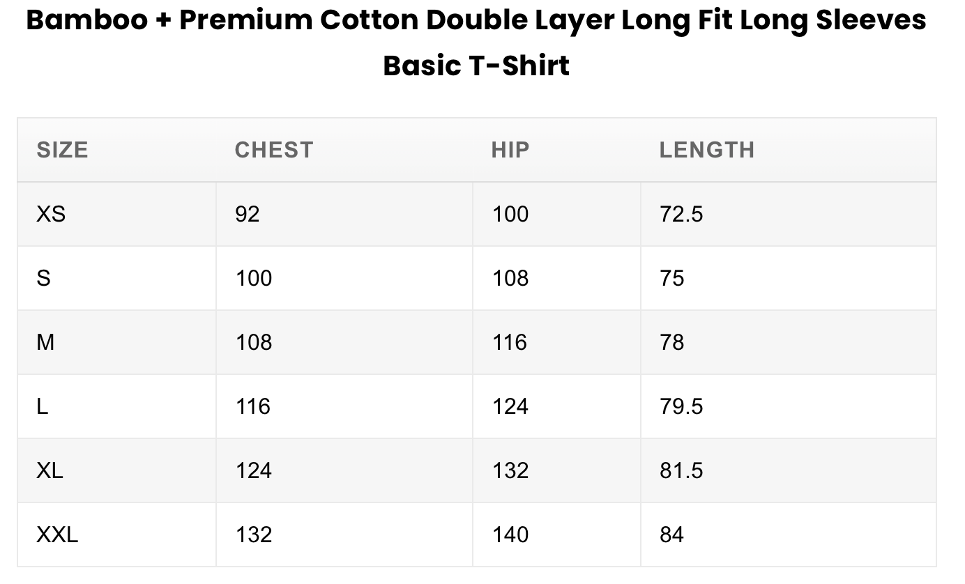 Double Layer Long Fit Long Sleeves Basic T-Shirt- Black