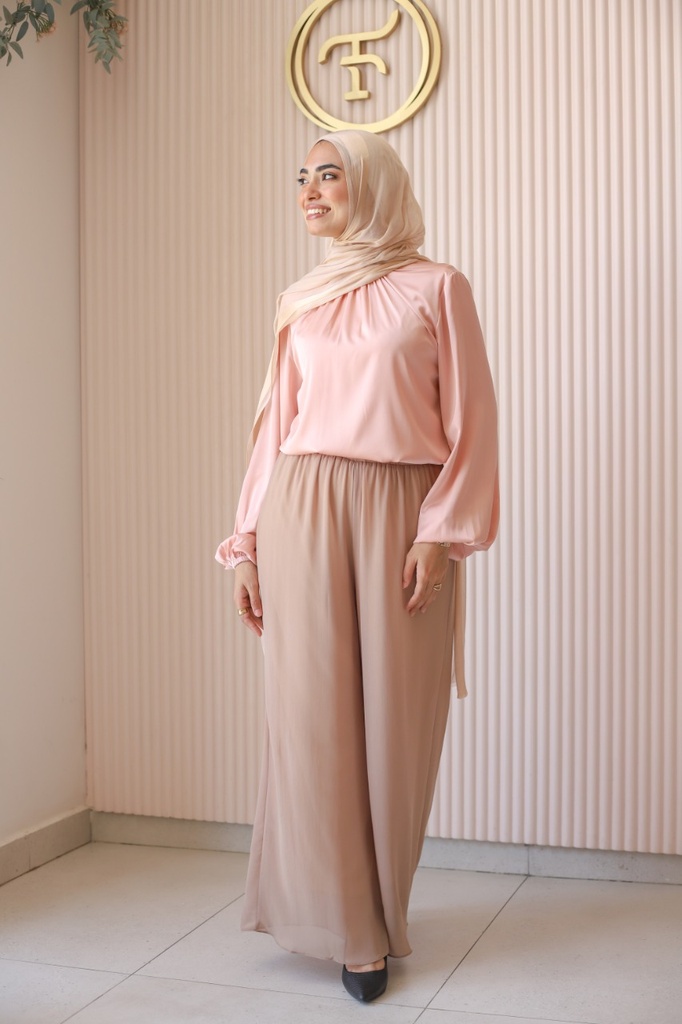 Tan Aura Chiffon Pants 