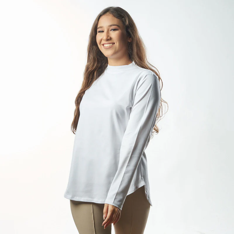 Double Layer Short Fit Long Sleeves Basic T-Shirt-White
