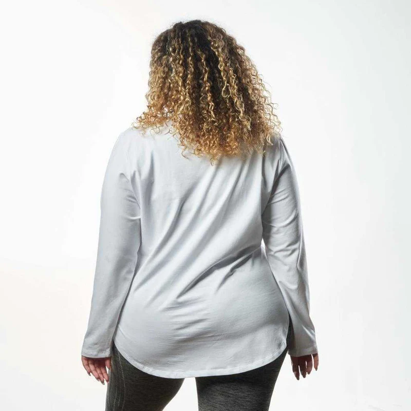 Double Layer Short Fit Long Sleeves Basic T-Shirt-White