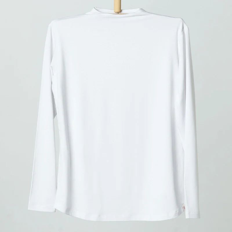 Double Layer Short Fit Long Sleeves Basic T-Shirt-White