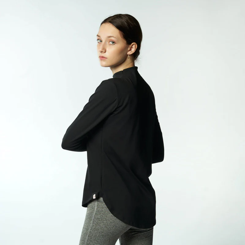 Double Layer Short Fit Long Sleeves Basic T-Shirt-Black