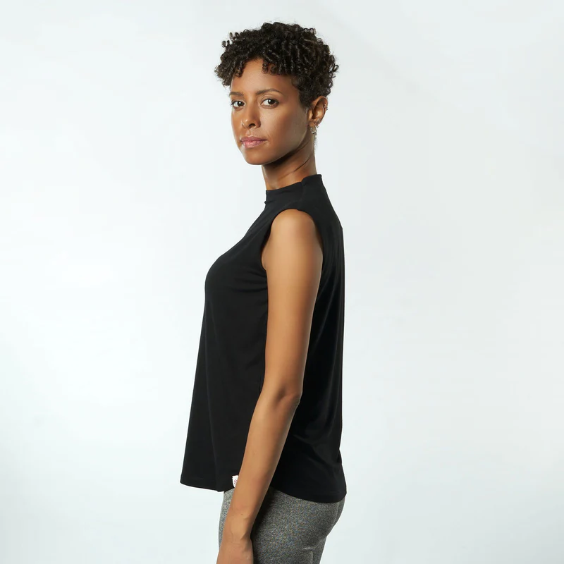 Double Layer Sleeveless Undershirt-Black