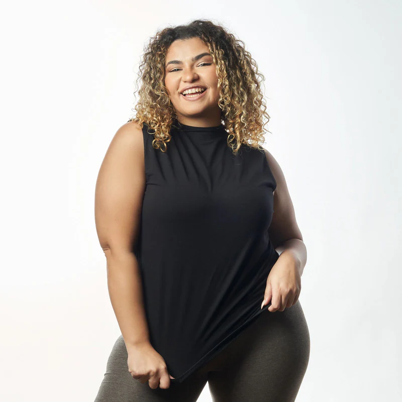 Double Layer Sleeveless Undershirt-Black