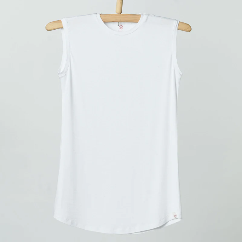 Single Layer Sleeveless Undershirt-White