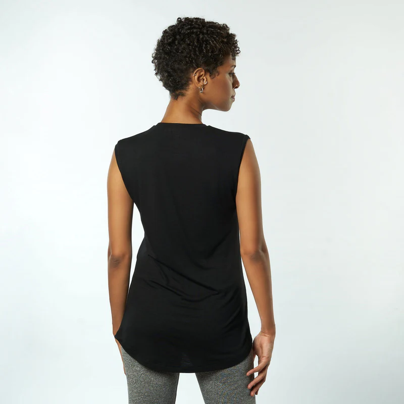 Single Layer Sleeveless Undershirt-Black
