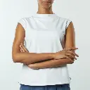 Double Layer Short Fit Sleeveless Basic T-Shirt-White