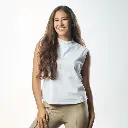 Double Layer Short Fit Sleeveless Basic T-Shirt-White