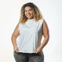 Double Layer Short Fit Sleeveless Basic T-Shirt-White