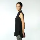 Double Layer Long Fit Sleeveless Basic T-Shirt-Black