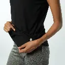 Double Layer Long Fit Sleeveless Basic T-Shirt-Black