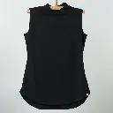 Double Layer Long Fit Sleeveless Basic T-Shirt-Black