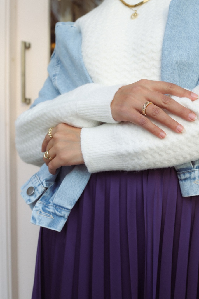 Violet Satin Accordion Skirt