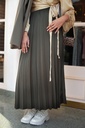 Olive Satin Accordion Skirt