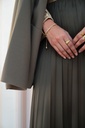 Olive Satin Accordion Skirt